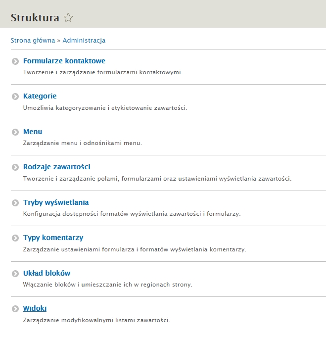 Struktura strony - Drupal